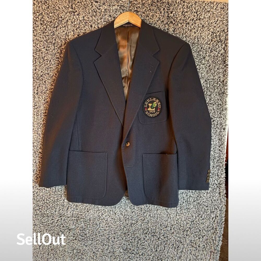 Vintage Evan-Picone Men's Wool Blazer M Blue w/ Leelanau School Patch